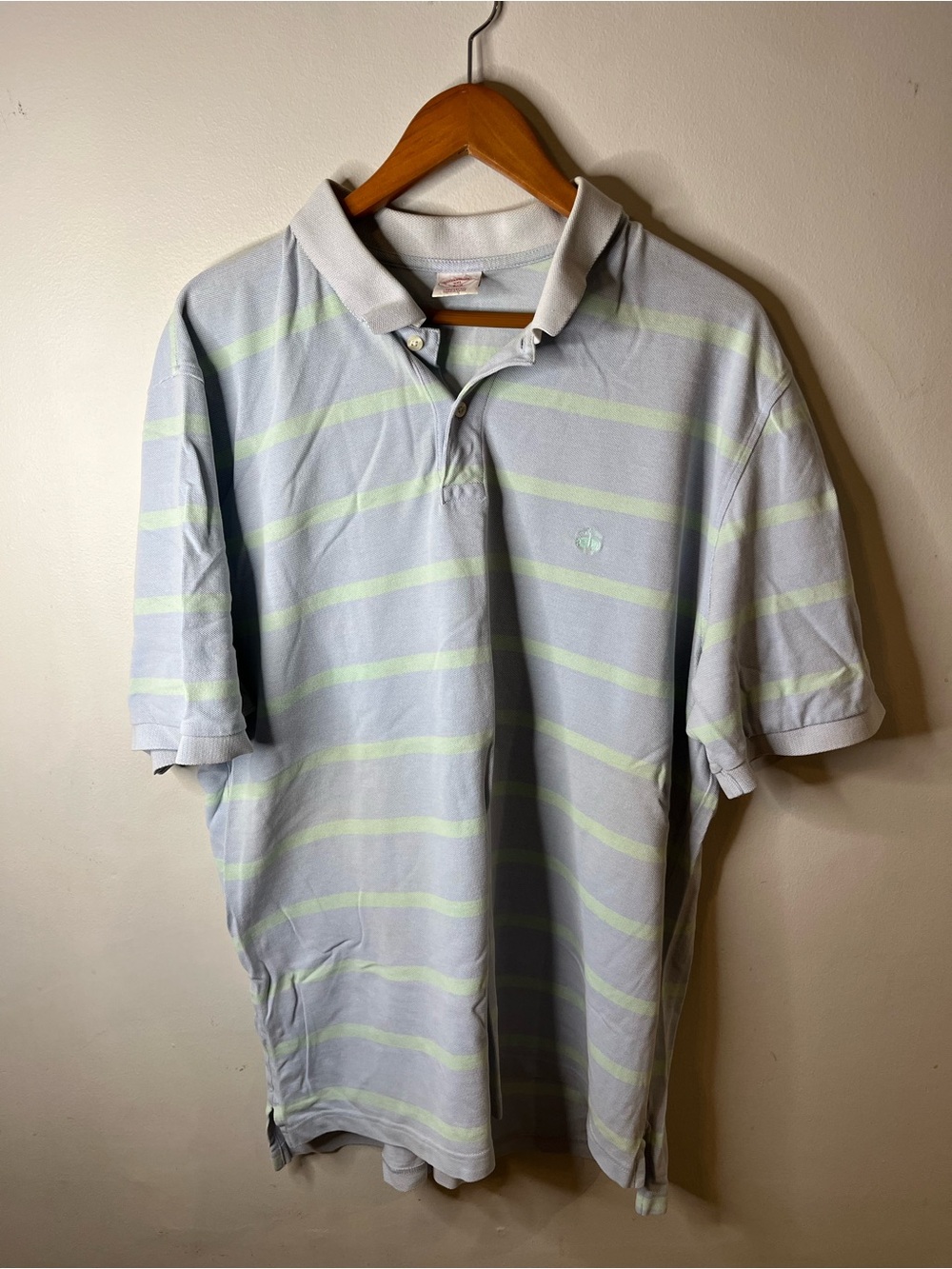 Brooks Brothers Pique 346 Polo Shirt Men’s Size XXL Blue & Lime Striped